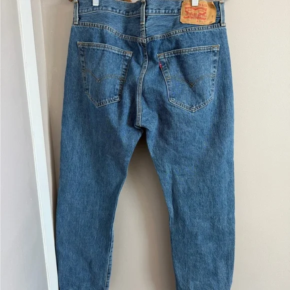 Levi’s 501 Blue Button Fly Straight Leg Jeans W36 L30 - Picture 3 of 7